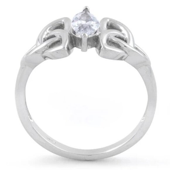 925 STERLING SILVER Dainty Celtic Triquetra Marquise Cubic Zirconia Ring - Picture 15 of 16